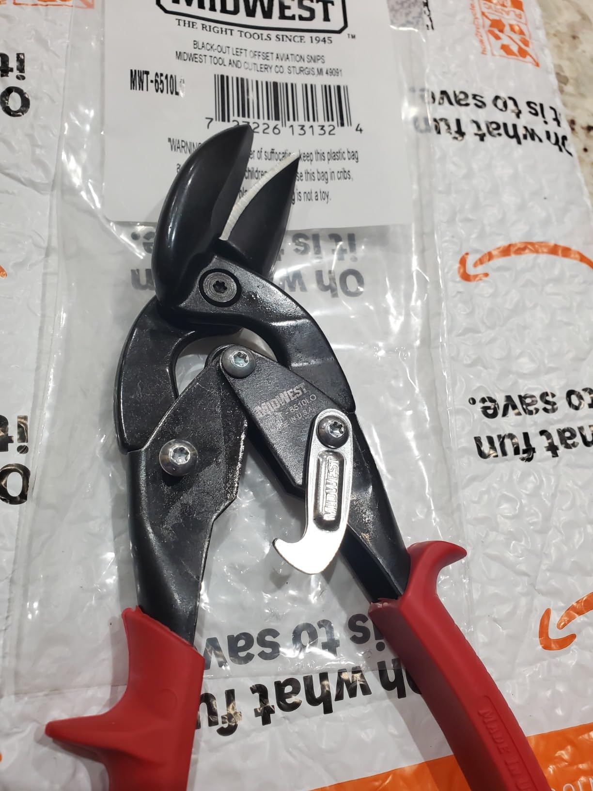 MIDWEST Blackout Series Aviation Snip - Left and Right Cut Offset Tinner Shears, Made in the USA - MWT-6510CO-NP customer photo 2