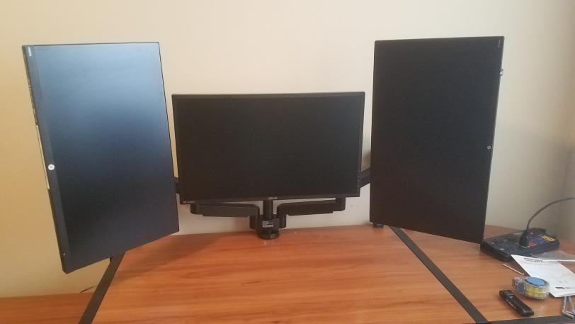 MOUNT PRO Triple Monitor Mount for 13-27 inch Screens, 3 Monitor Desk Mount, Height Adjustable Triple Display Stand, Full Motion Three Computer Arm Hold up to 17.6lbs Each, VESA 75x75, 100x100 customer photo 2