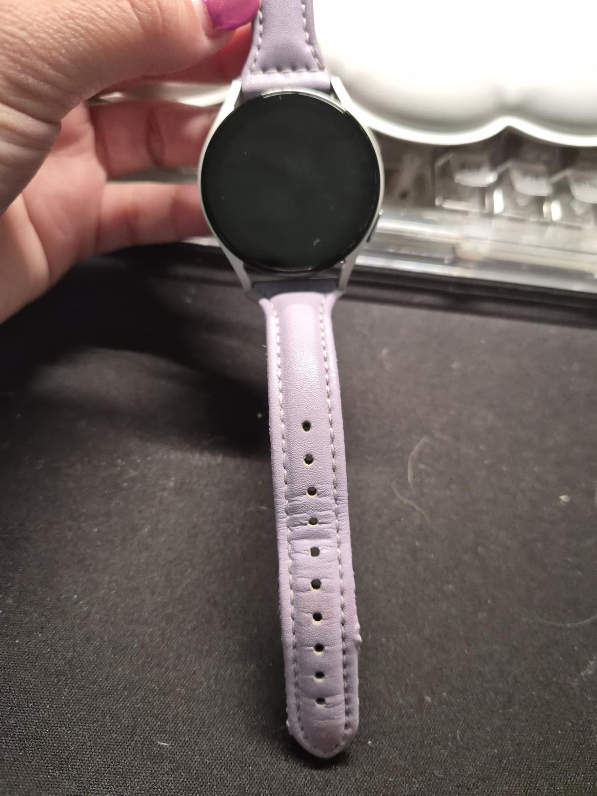 JOYOZY Leather Band Compatible with Samsung Galaxy Watch 6/7/FE/5/4 40mm 44mm,Active(40mm)/2(40mm)(44mm),Stylish Slim Wristband Strap for Galaxy Watch 42mm/Samsung Watch 6/4 Classic/Watch 5 Pro 45mm customer photo 2