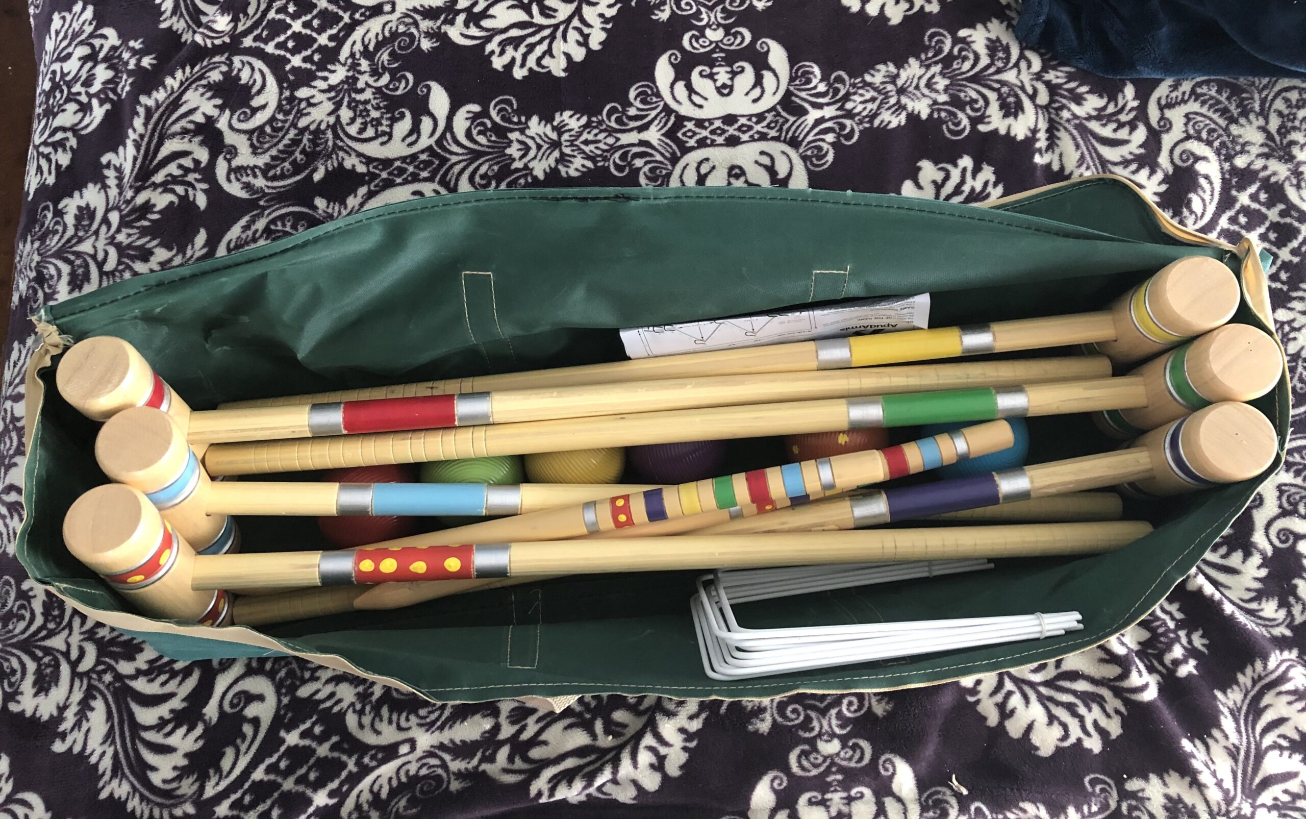 ApudArmis Six Player Croquet Set with Premiun Rubber Wooden Mallets 28In,Colored Ball,Wickets,Stakes - Lawn Backyard Outdoor Game Set for Adults/Teenagers/Family (Large Carry Bag Including) customer photo 1