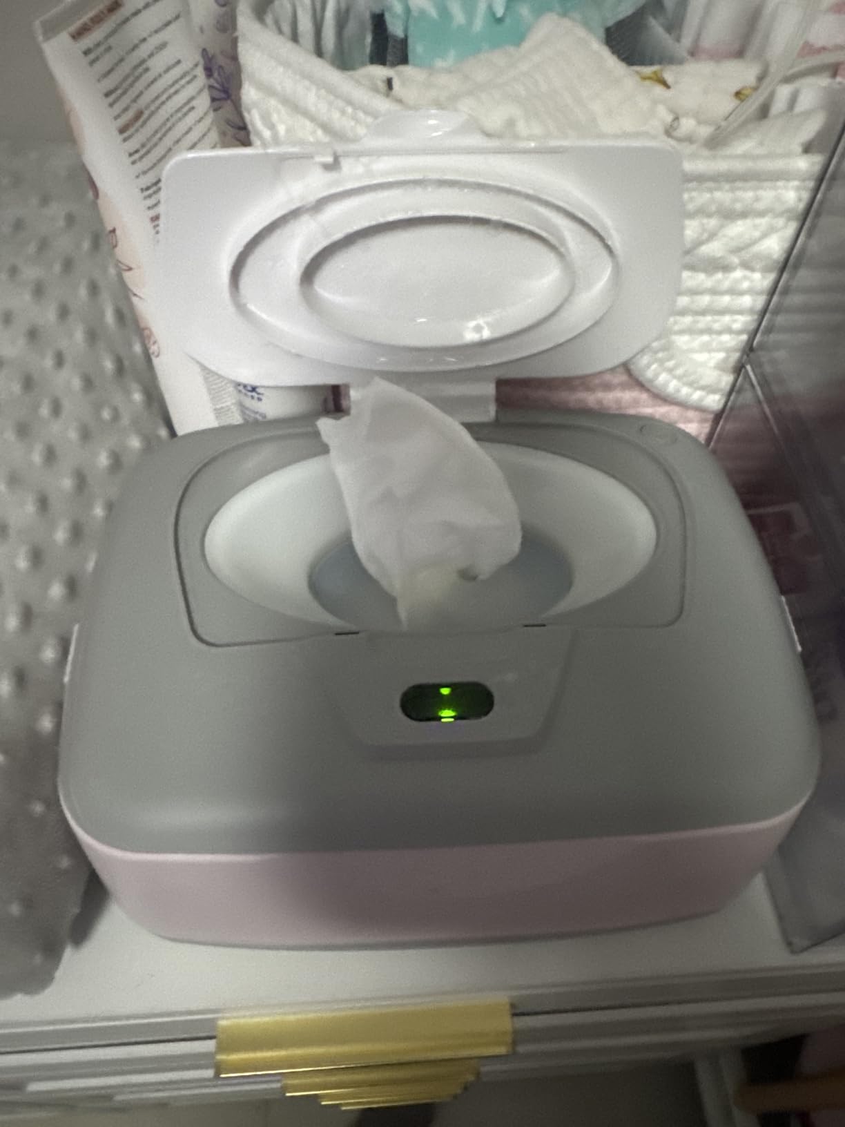 Baby Wet Wipes Warmer & Dispenser, Holder and Case - Purple with Easy Press On/Off Switch customer photo 2