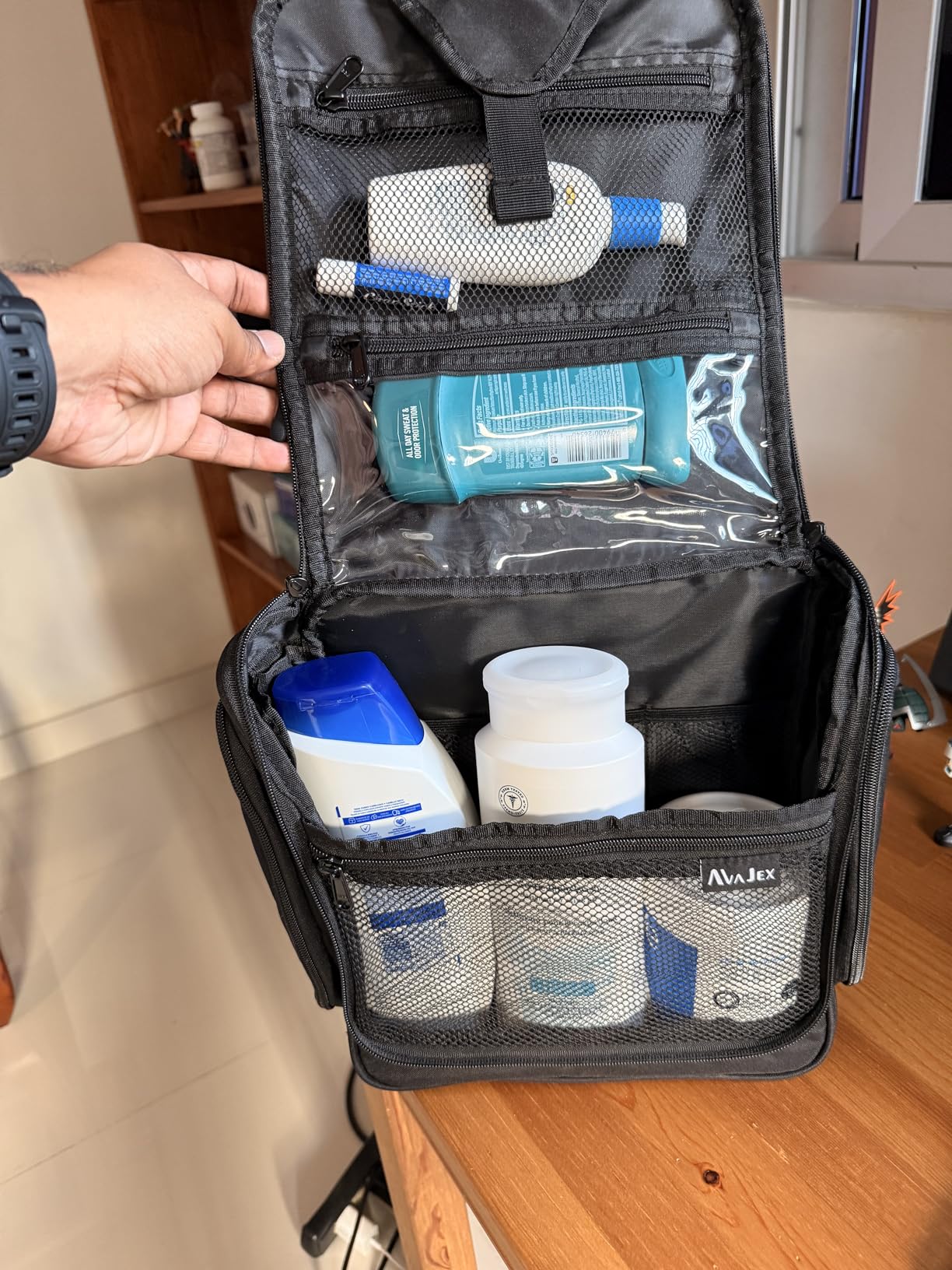 Travel Toiletry Bag for Men and Women - Large Hanging Toiletry Organizer - Waterproof Hygiene Bag with Metal XXL Swivel Hook, with Sturdy Zippers and 19 Compartments for Toiletries, Makeup, Cosmetics customer photo 1