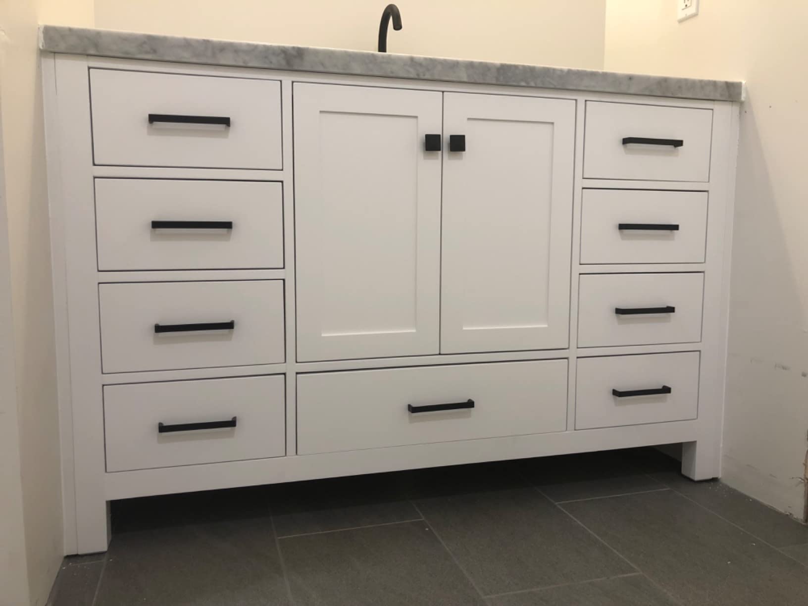 ARIEL Cambridge 72-inch Bathroom Vanity with Sink, Solid Wood, 1.5-inch Pure White Quartz Countertop & Backsplash, Double Rectangular Porcelain Sink, 4 Soft Closing Doors, 6 Dovetail Drawers, White customer photo 2