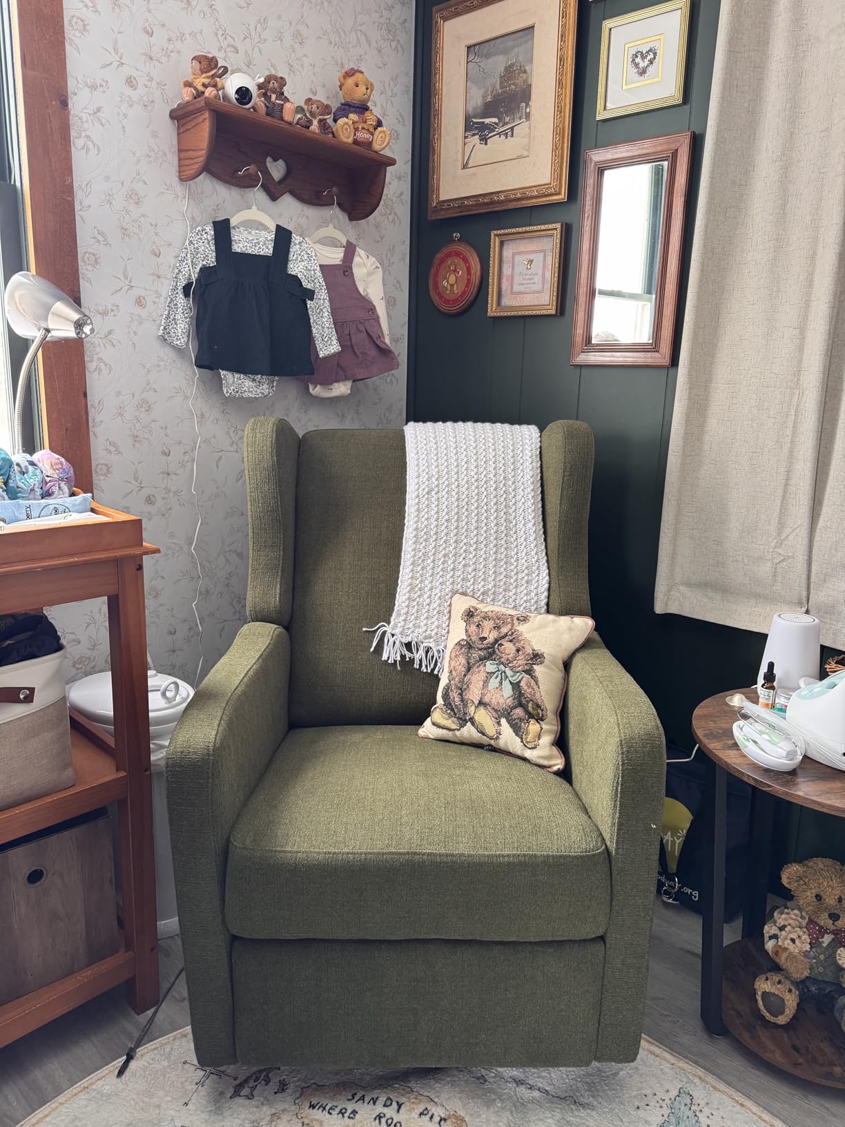 Carter's Arlo Glider Recliner Nursery Chair - Water & Stain Resistant Glider Rocking Chair for Nursery - GREENGUARD Gold, FSC & Certi-PUR US Certified - Cozy Swivel Rocker Recliner - Grey customer photo 1