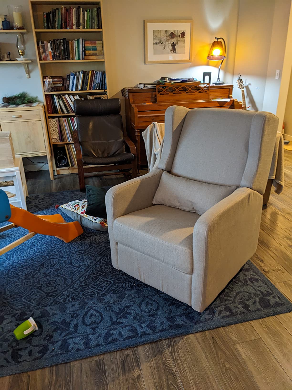 Carter's Arlo Glider Recliner Nursery Chair - Water & Stain Resistant Glider Rocking Chair for Nursery - GREENGUARD Gold, FSC & Certi-PUR US Certified - Cozy Swivel Rocker Recliner - Grey customer photo 2