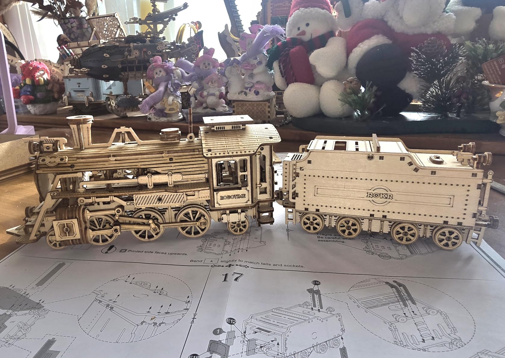 ROKR Model Car Kits Wooden 3D Puzzles Model Building Kits for Adults to Build-Educational Brain Teaser Assembly Model, Desk Decor/DIY Hobbies/Gifts (Prime Steam Express/12.1 * 2.7 * 3.3) customer photo 1