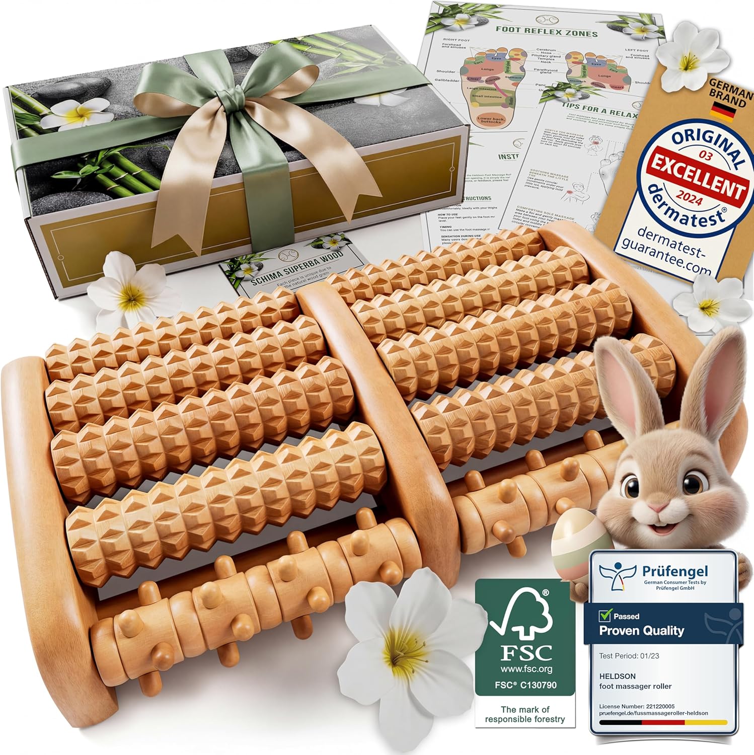 HELDSON Foot Massager Roller Plantar Fasciitis Pain Relief - Wooden Under Desk Feet Massage - Dual Manual Heel Massagers - Wood Rolling Acupressure Tool with Reflexology Guide - Gift for Men, Women customer photo 1