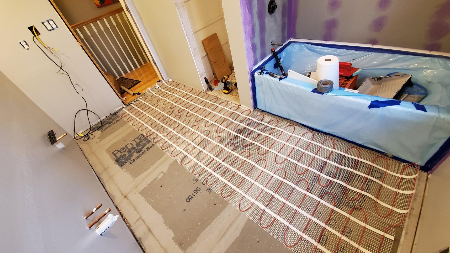 Premium Heated Floor System - 40 Sqft, 4 Amps, 480 Watts, 120V Underfloor Electric Heating System, Heated Floor Mat, Radiant Heaters with WiFi LED App Thermostat, Alarm, Multi-Meter & Accessories customer photo 2