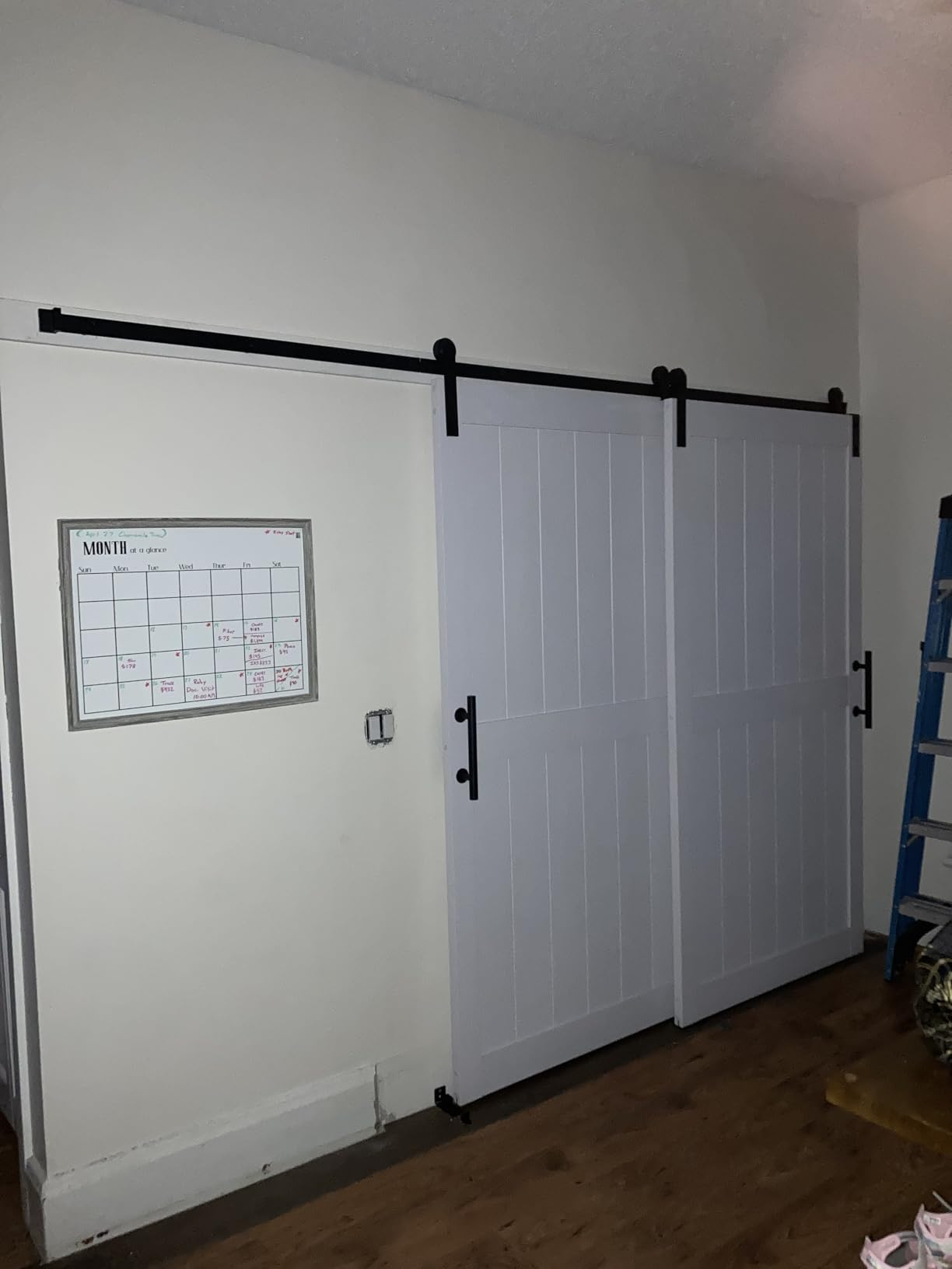 ZEKOO 6FT Single Track Bypass Sliding Barn Door Hardware Kit for Double Doors, Bypass Barn Door Track Kit, Flat Track Roller, Low Ceiling (6FT) customer photo 1