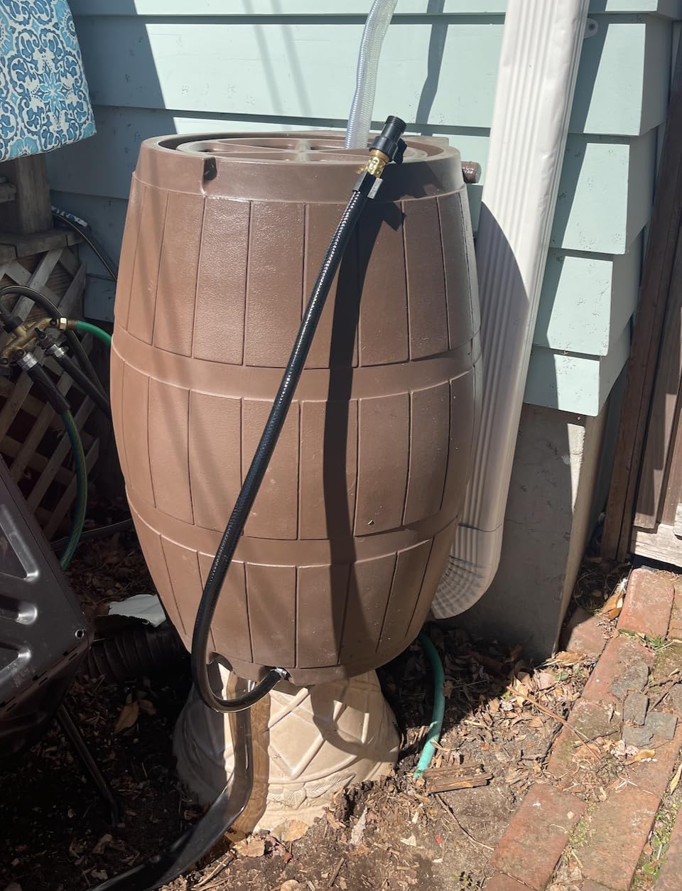 FCMP Outdoor Raincatcher 4000 Rain Barrel, Flat-Back Rainwater Catcher with Spigots, 50 Gallon, Black - Portable Water Storage Container Tank for Home, Garden, and Backyard customer photo 2