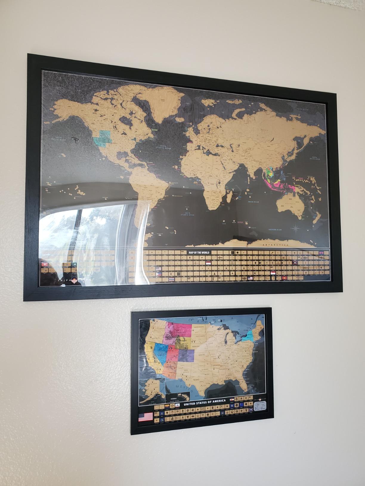 XL Scratch Off World Map with 233 Flags - 36 x 24 Scratch Off Map of The World + USA Scratch Map - Easy to Frame World Map + Tools - Detailed Travel Wall Poster - Deluxe Gift for Travelers customer photo 1