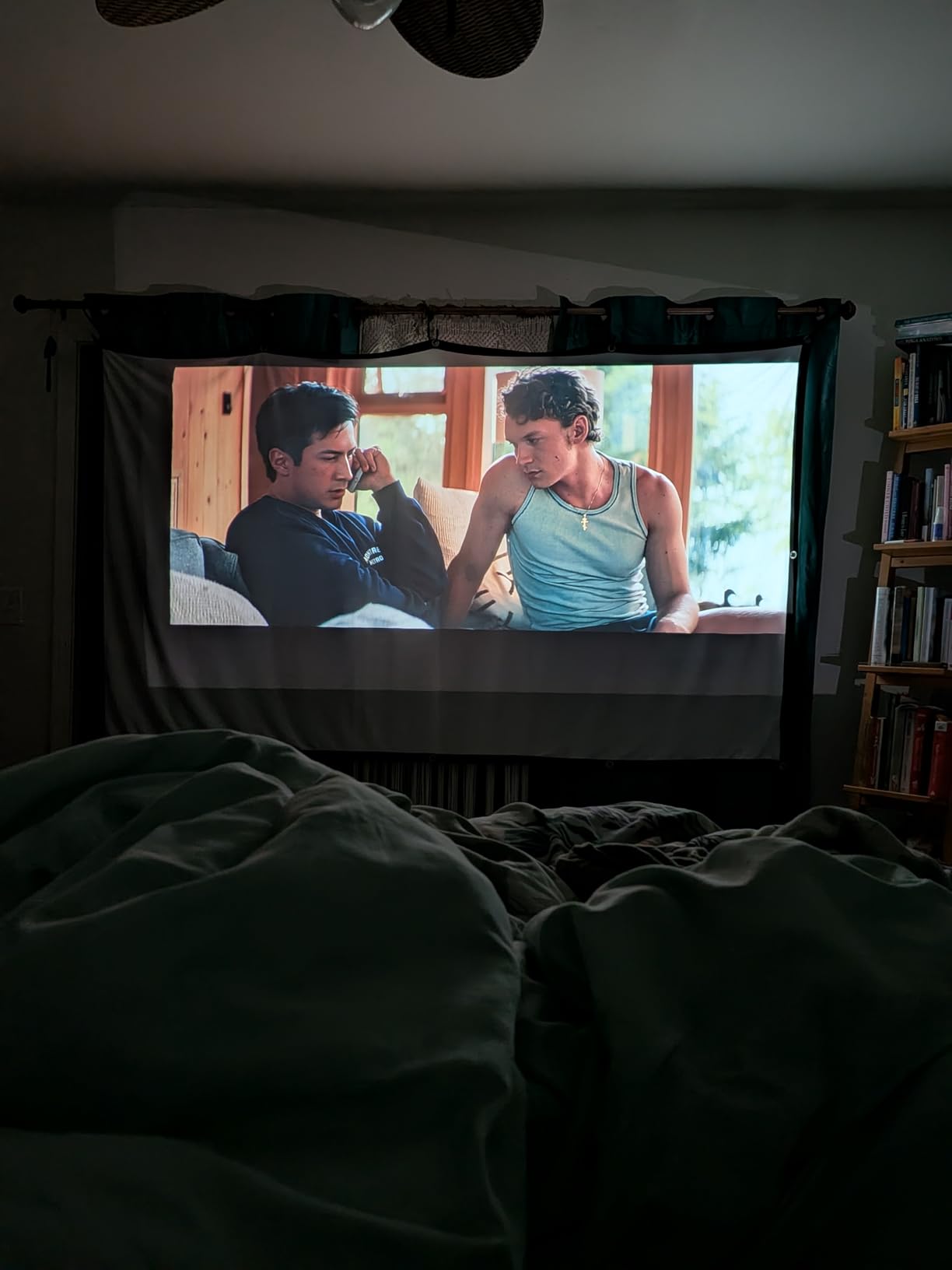 Projector Screen 100 inch, Taotique 4K Movie Projector Screen 16:9 HD Foldable and Portable Anti-Crease Indoor Outdoor Projection Double Sided Video Projector Screen for Home, Party, Office, Classroom customer photo 1