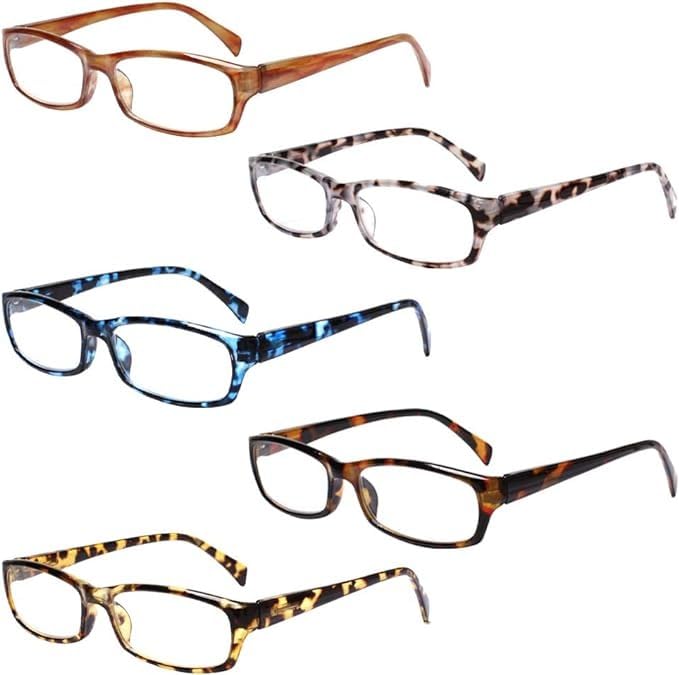 Henotin 5-Pack Reading Glasses Blue Light Blocking Anti Eyestrain Computer Reading Glasses for Women and Men Readers (5 Pack Mix Color, 1.25) customer photo 2