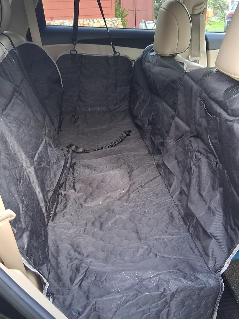 Mancro Dog Car Seat Cover for Back Seat, 2026 Upgraded 600D Heavy Duty Waterproof & Scratch-Resistant Dog Hammock for Car, Back Seat Pet Cover for Dogs with Sedan, Trucks and SUVs, Standard, Black customer photo 1