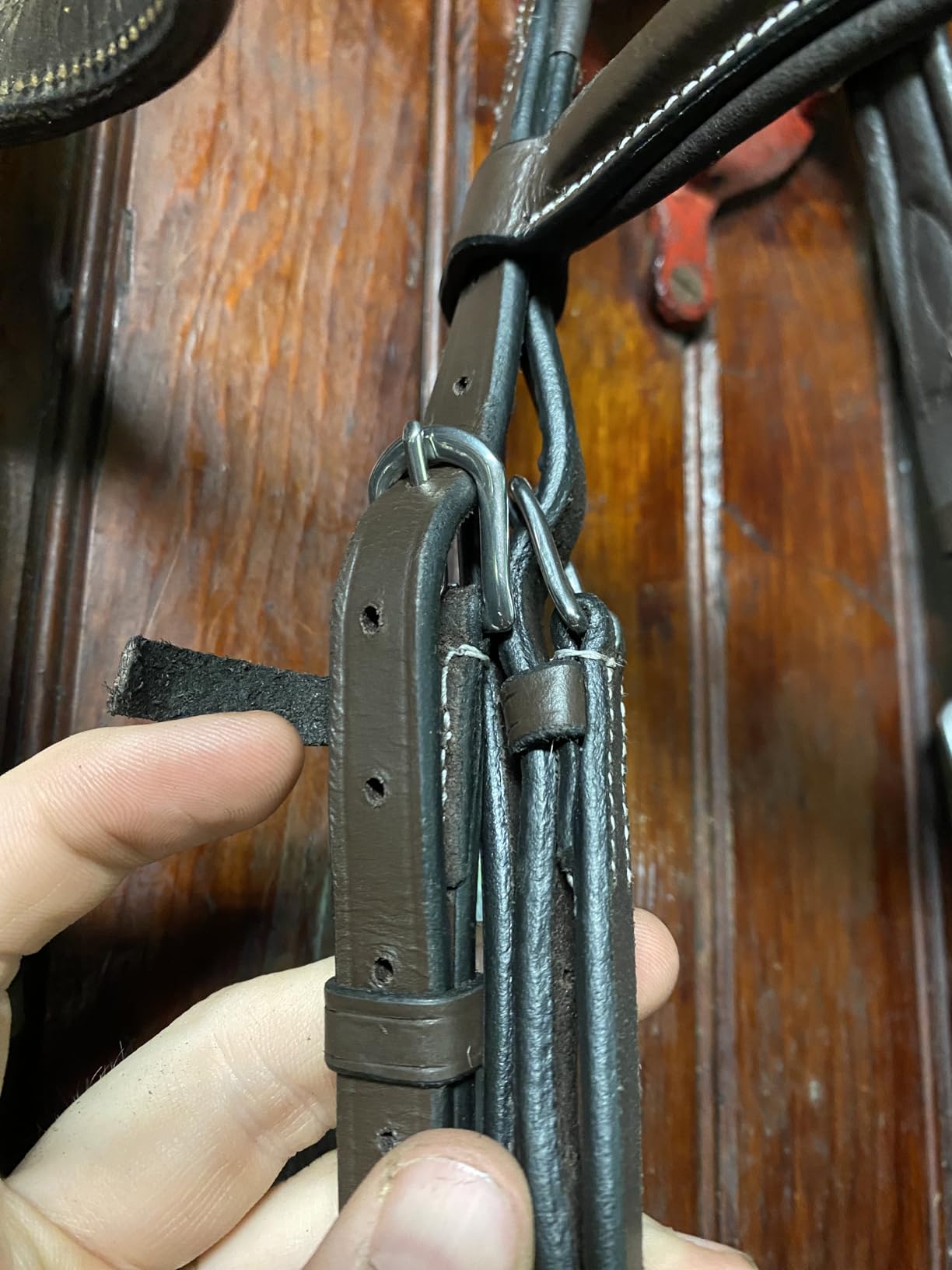 Exion English Hunter Bridle with Designer Stitched Browband & Hunter Noseband - Anatomical Mono Crownpiece, Padded Noseband, Rubber Reins - Horse, Cob, Pony, Oversize - Black, Havana, Oak Brown customer photo 1