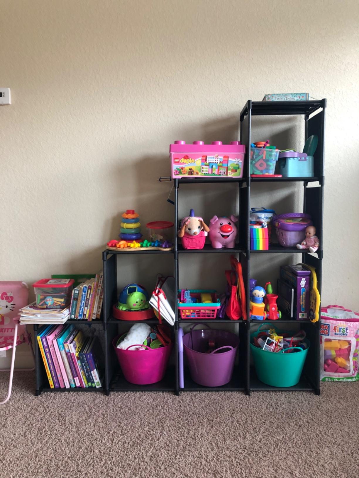 10-Cube Storage Organizer Rack, Staircase Organizer Modular Bookcase, DIY Storage Organizer Closet Shelf, Bookcase in Living Room, Bedroom customer photo 1