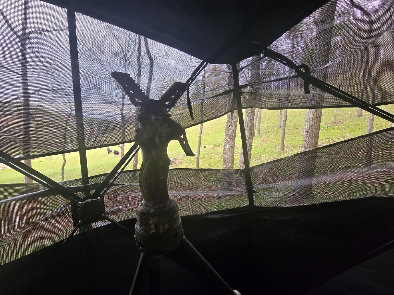 PRIMOS Hunting Blind Double Bull SurroundView MAX, Full 180° One-Way See-Through View with Built-in Sun Visor in Truth Camo customer photo 2