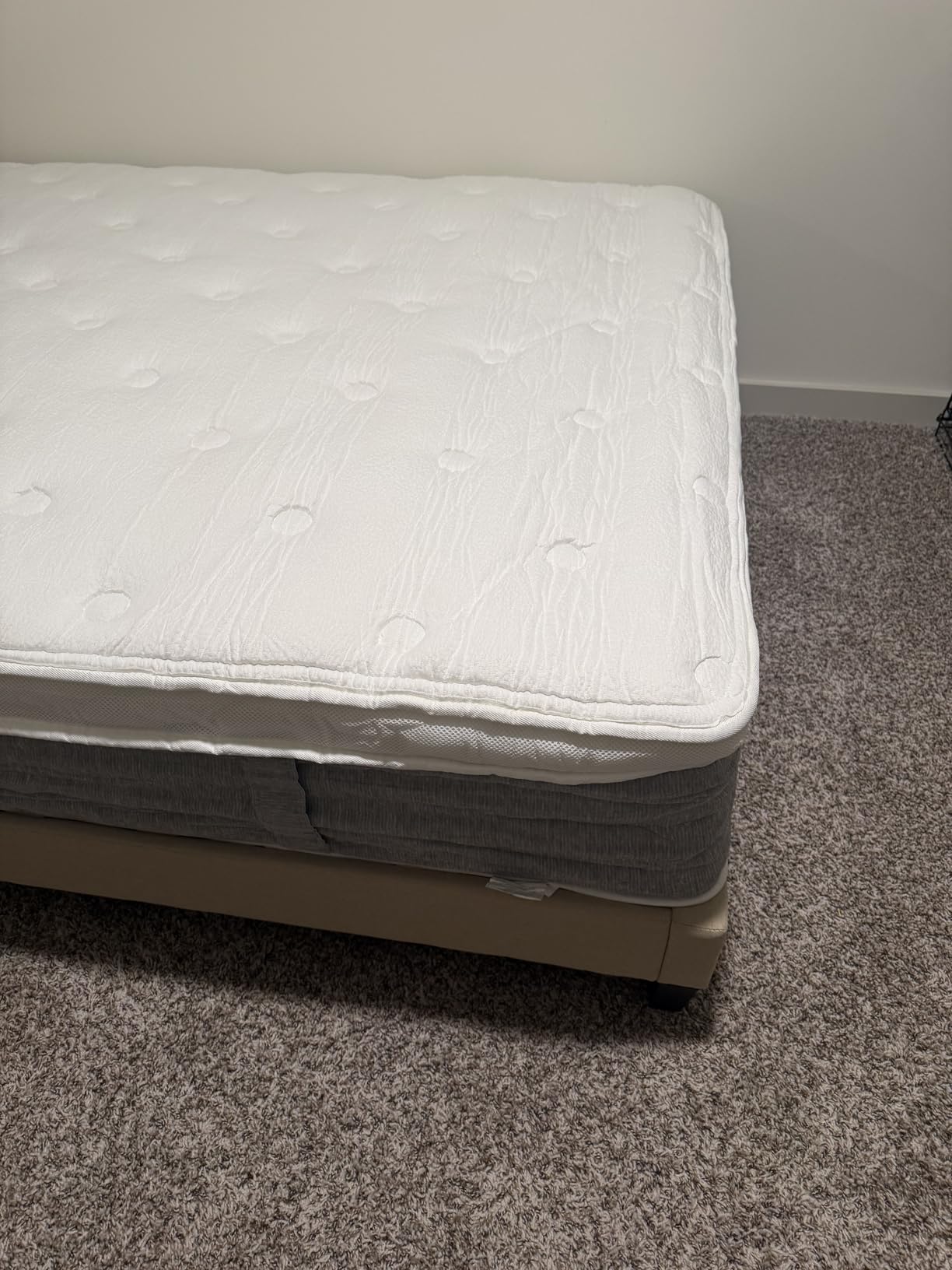 Allewie Queen Size Platform Bed Frame with Fabric Upholstered Headboard and Wooden Slats Support, Fully Upholstered Mattress Foundation, No Box Spring Needed, Easy Assembly, Dark Grey customer photo 2