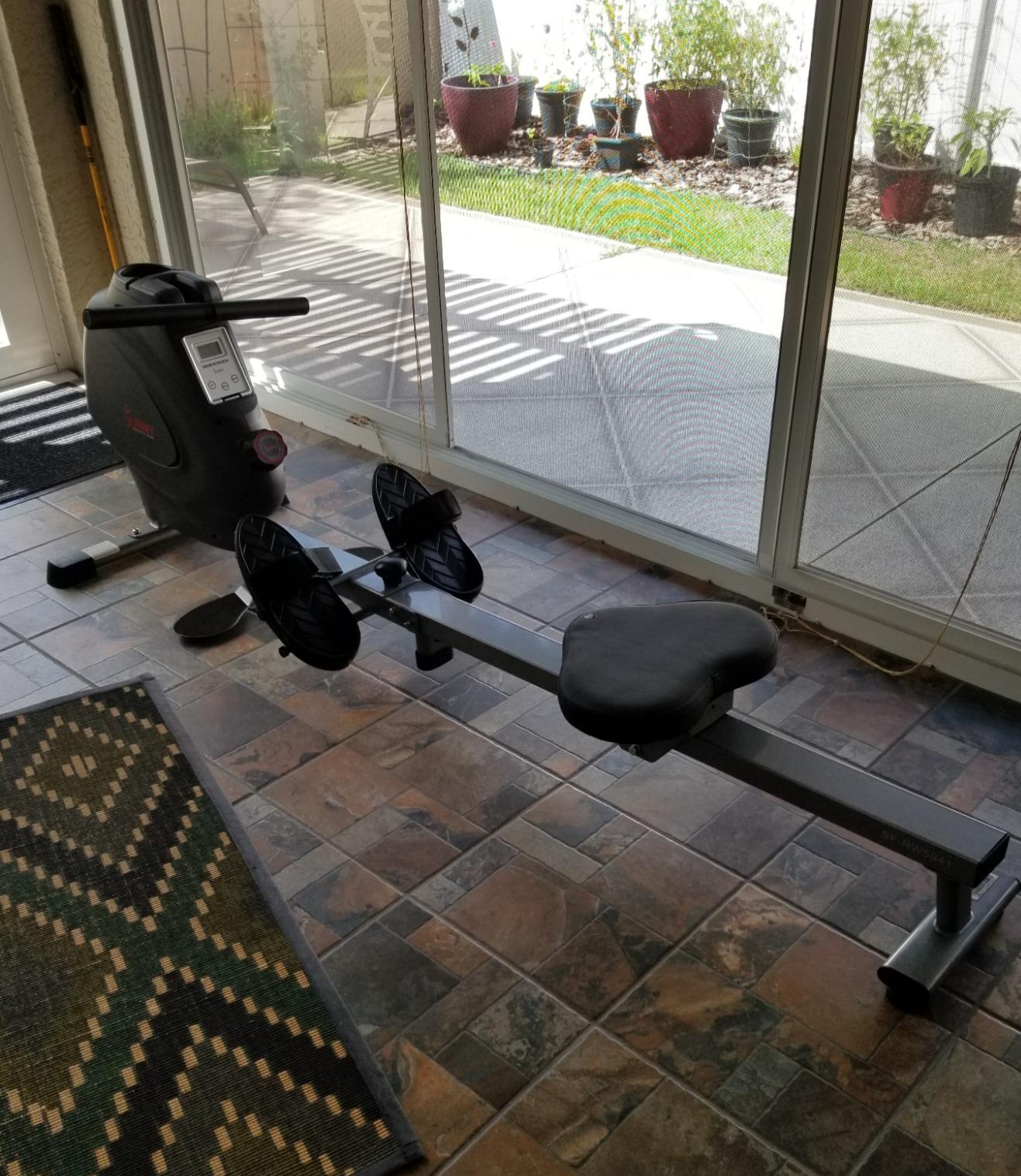 Sunny Health & Fitness Foldable Magnetic Rower, Long Rail & Extended Inseam Range for Home Cardio Workout, Free SunnyFit Training App, Optional Footplate for Standing Exercises customer photo 1