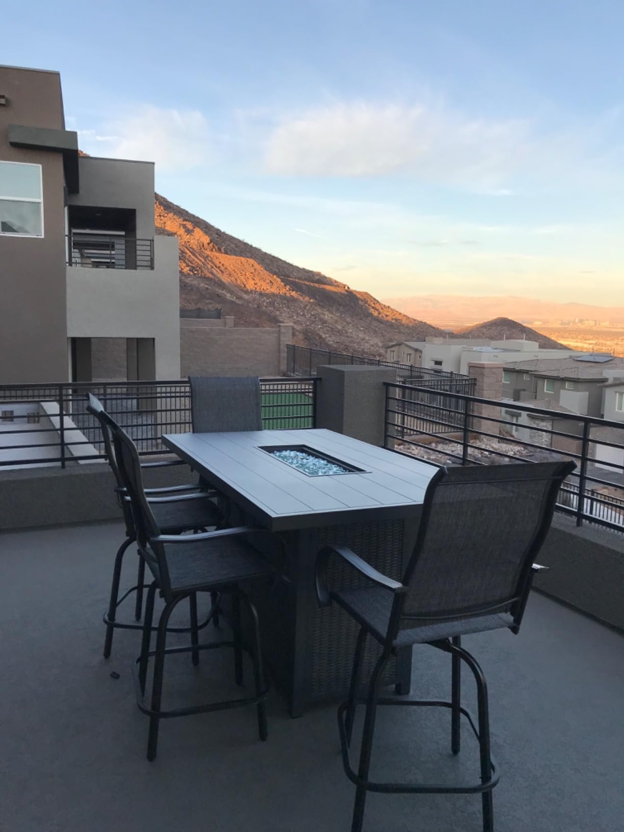 Signature Design by Ashley Paradise Trail Outdoor Round Wicker Patio Fire Pit Table, Brown customer photo 1