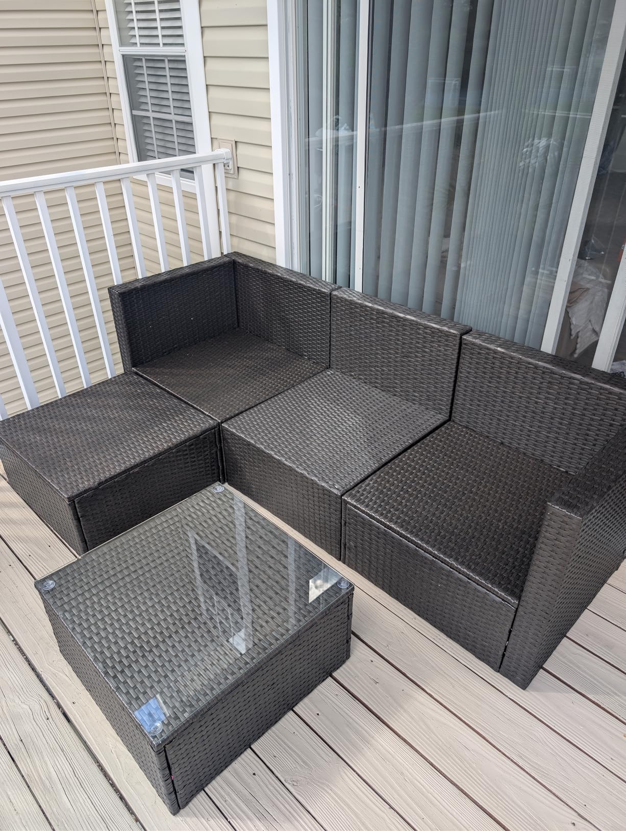 Vongrasig 6 Piece Patio Furniture Set, Small Outdoor Sectional Sofa Couch, All Weather PE Wicker L-Shaped Corner Patio Sofa Garden Backyard Patio Conversation Set w/Glass Table, Beige customer photo 2