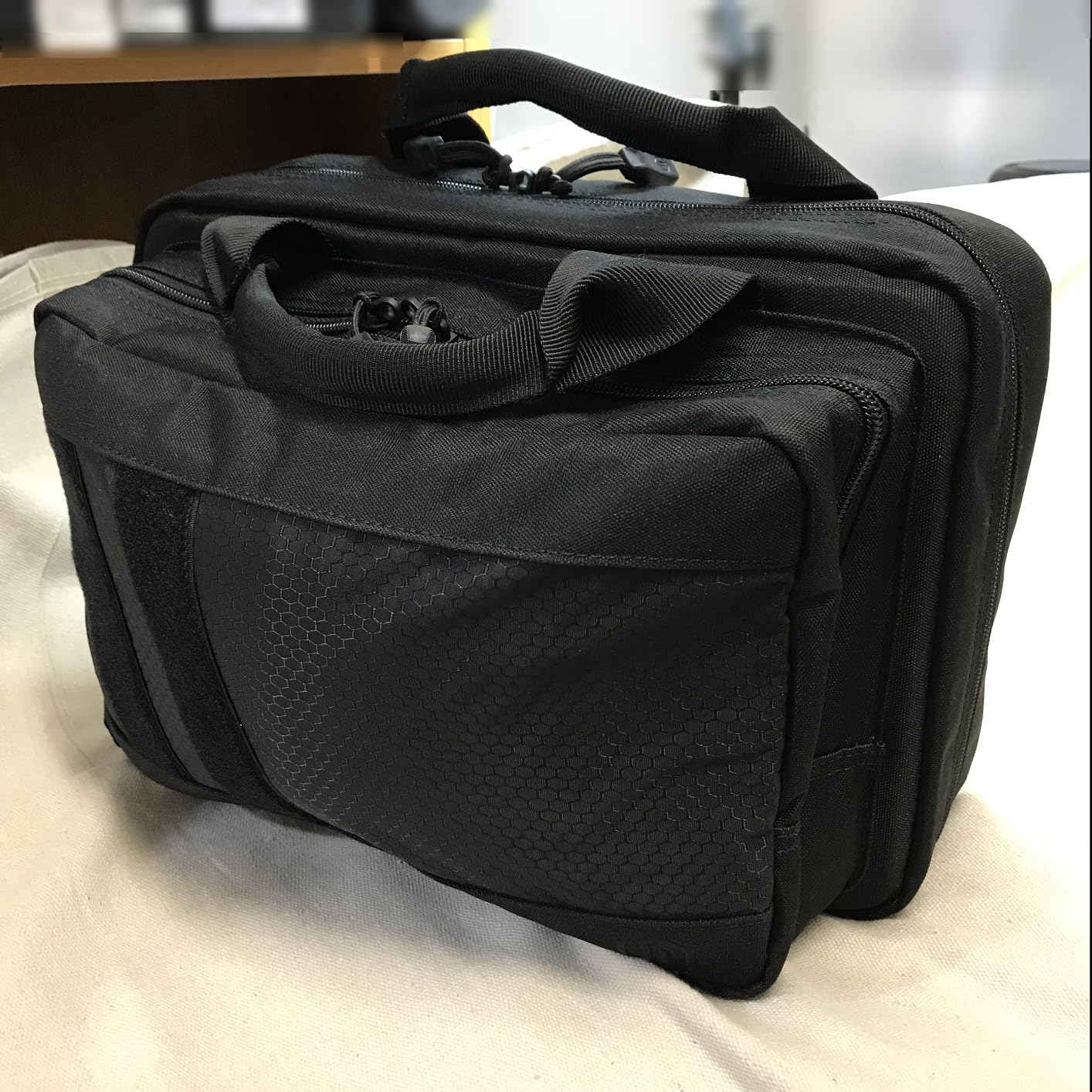 Savior Equipment Specialist Series Tactical Double Scoped Handgun Firearm Case Pistol Bag For Outdoor Hunting Shooting Range, Lockable Compartment (Obsidian Black, 13