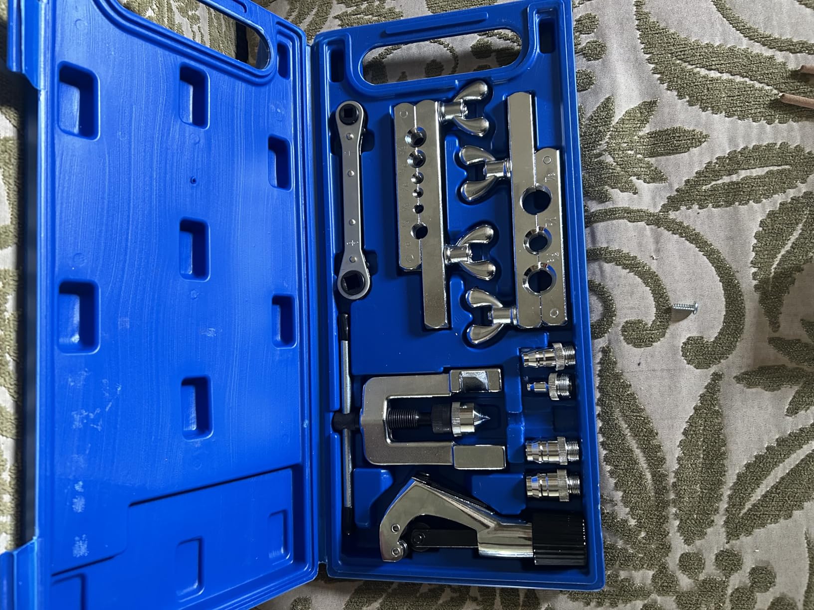 Thorstone Double and Single Flaring Tool Kit for Brake Line and Brass Tubing Tool with Extra Adapters, 45 Degrees, Red customer photo 2