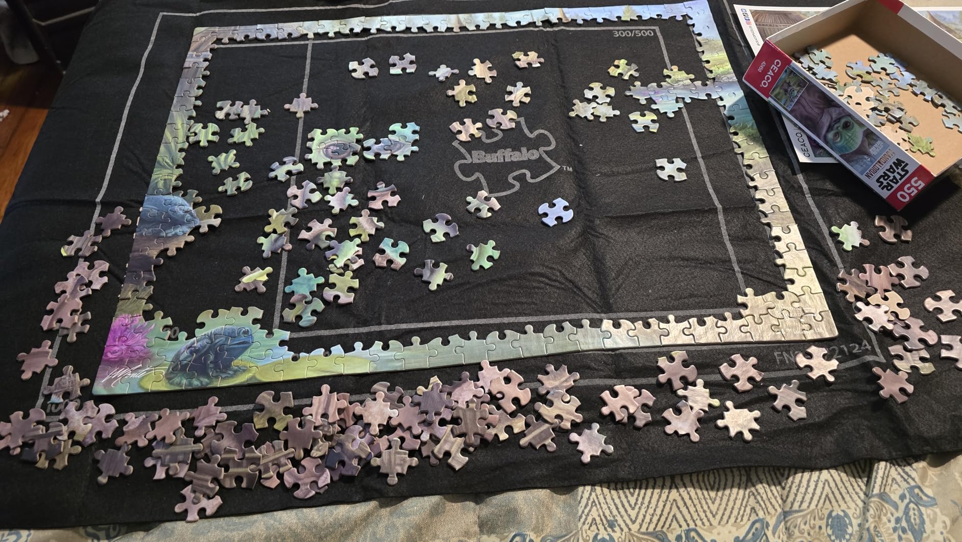 Buffalo Games - Roll-Up Puzzle Mat - Puzzle Saver and Assembly Accessory - Felt Mat - Fits up to 1500 Piece Puzzle - Black customer photo 1