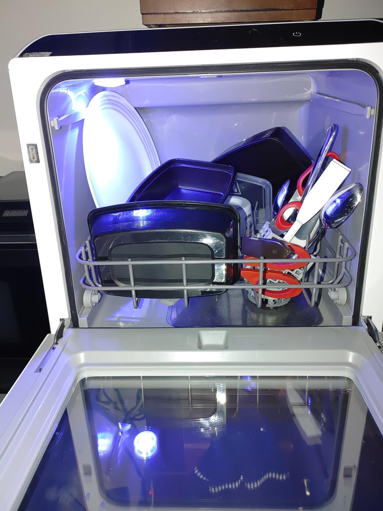 Portable Countertop Dishwasher with 5 Programs, 3-Cup Water Tank, Fruit/Veg Basket, High Temp, Air Dry customer photo 1