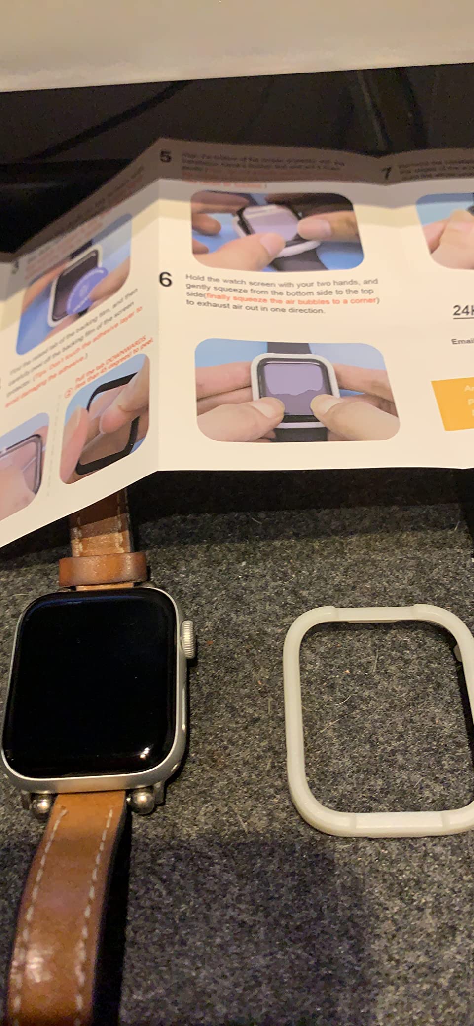 EWUONU 2 Pack Tempered Glass Screen Protector for Apple Watch SE 3/SE 2 Series 6/5/4 40mm, 3D Full Coverage [Easy Installation Frame] Waterproof Bubble-Free HD Clear Film for iWatch 40mm customer photo 2