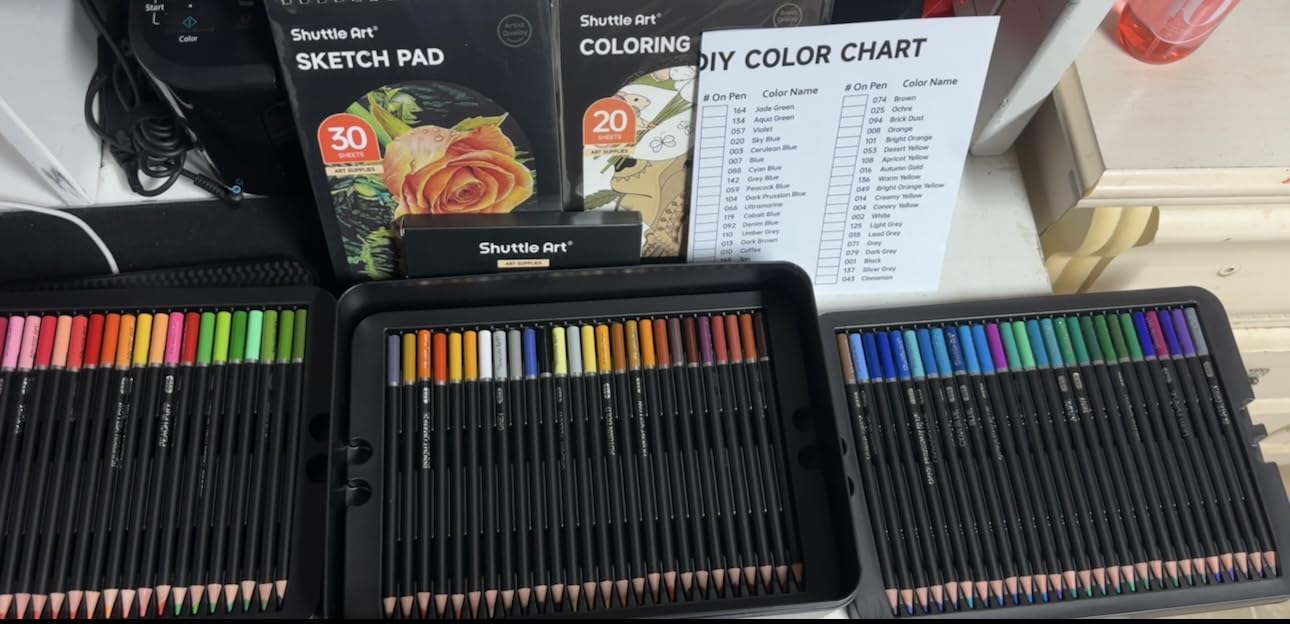 Shuttle Art 174 Colored Pencils for Adults, Soft Core Coloring Pencils Set with 1 Coloring Book, 1 Sketch Pad, 4 Sharpener, 2 Pencil Extender, Perfect for Artists Kids Adults, Drawing customer photo 2