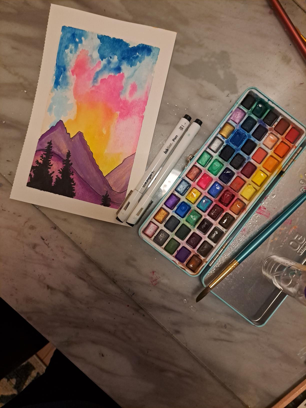 ARTISTRO 50 Color Watercolor Paint Set - Portable Paint Art Kit with Palette and Brush Pens - Travel Water Color Set for Adults, Professionals, Kids - Art and Painting Supplies - Gift Idea customer photo 2