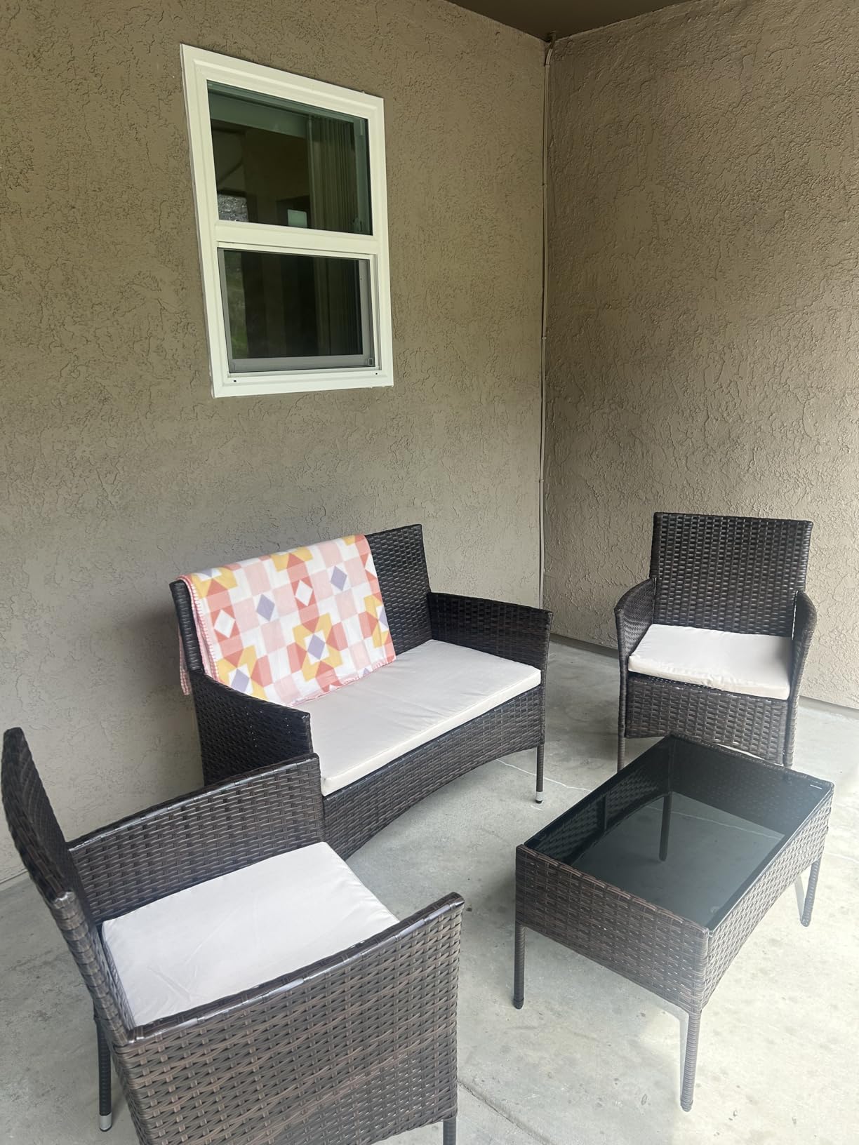 Greesum Patio Furniture 4 Pieces Conversation Sets Outdoor Wicker Rattan Chairs Garden Backyard Balcony Porch Poolside customer photo 1