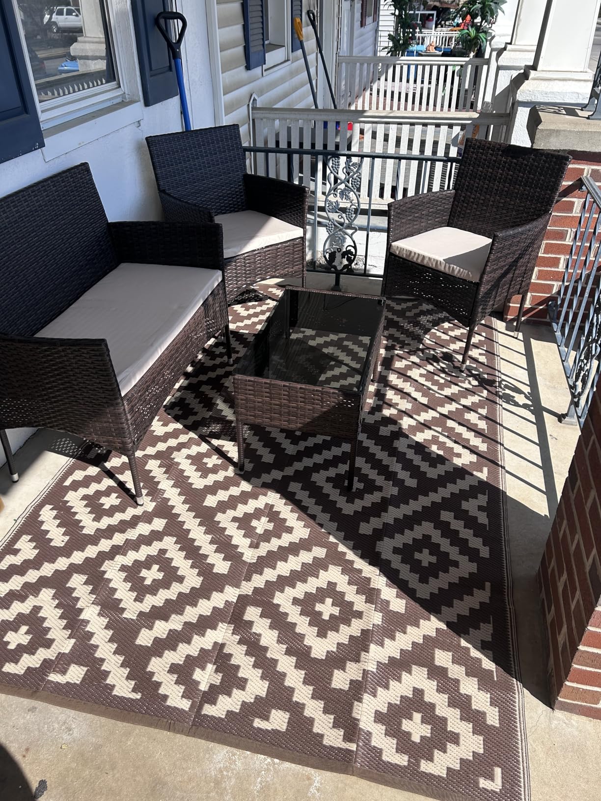 Greesum Patio Furniture 4 Pieces Conversation Sets Outdoor Wicker Rattan Chairs Garden Backyard Balcony Porch Poolside customer photo 2