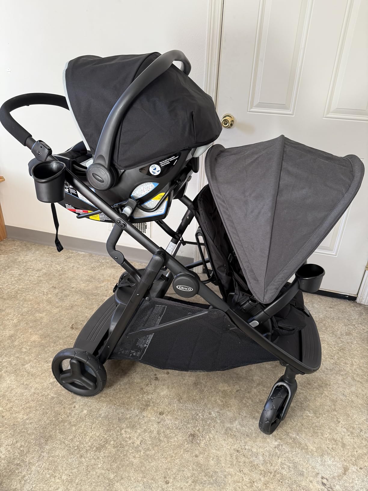 Graco Ready2Grow LX 2.0 Double Stroller, Twin Baby Stroller Features Bench Seat and Standing Platform Options, Compact Fold Perfect for Baby Travel, Clark customer photo 1