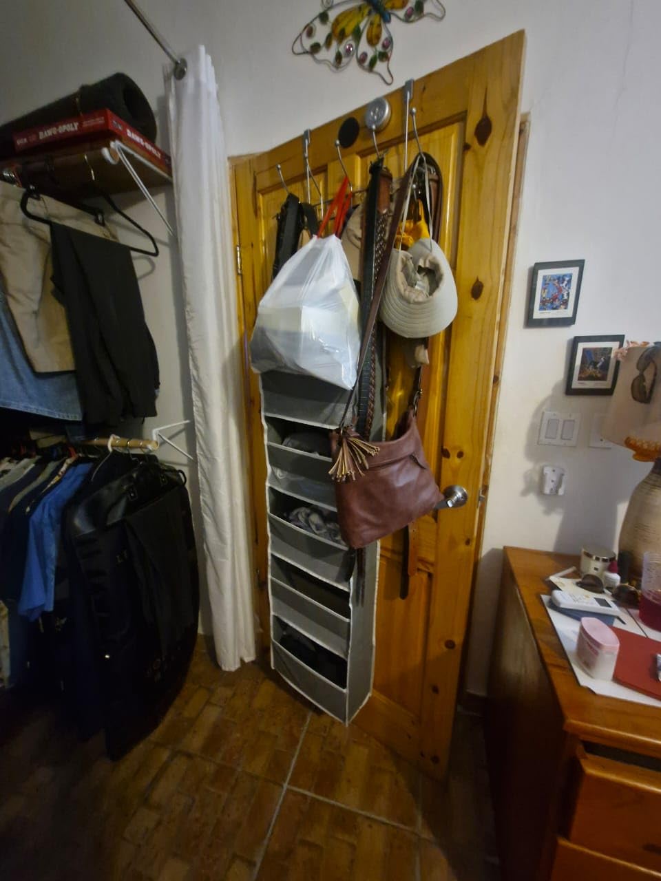 Univivi 6-Shelf Over Door Hanging Organizer Fabric Baby Door Storage with 5 Extra Large Capacity Pockets Behind the Door Hanging Storage Organizers Easy Install Door Storage for Baby Essential, Beige customer photo 1