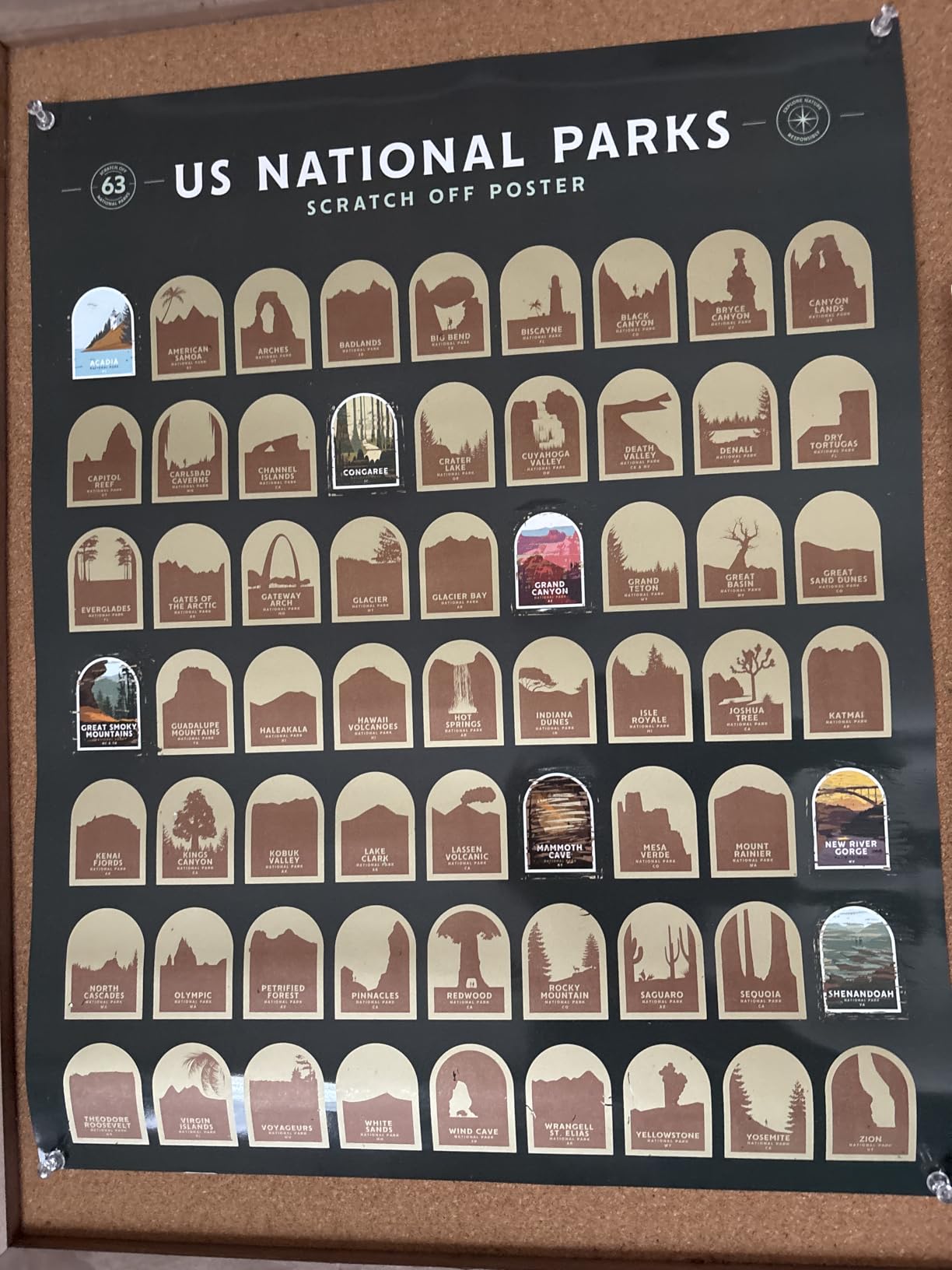 Enno Vatti US National Parks Scratch Off Poster - Map of 63 National Parks of the United States - Travel Bucket List - Gift for Travelers - Road Trip Adventure Checklist - Pop Chart - 16