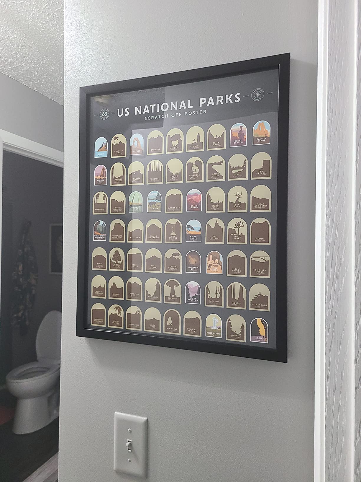Enno Vatti US National Parks Scratch Off Poster - Map of 63 National Parks of the United States - Travel Bucket List - Gift for Travelers - Road Trip Adventure Checklist - Pop Chart - 16