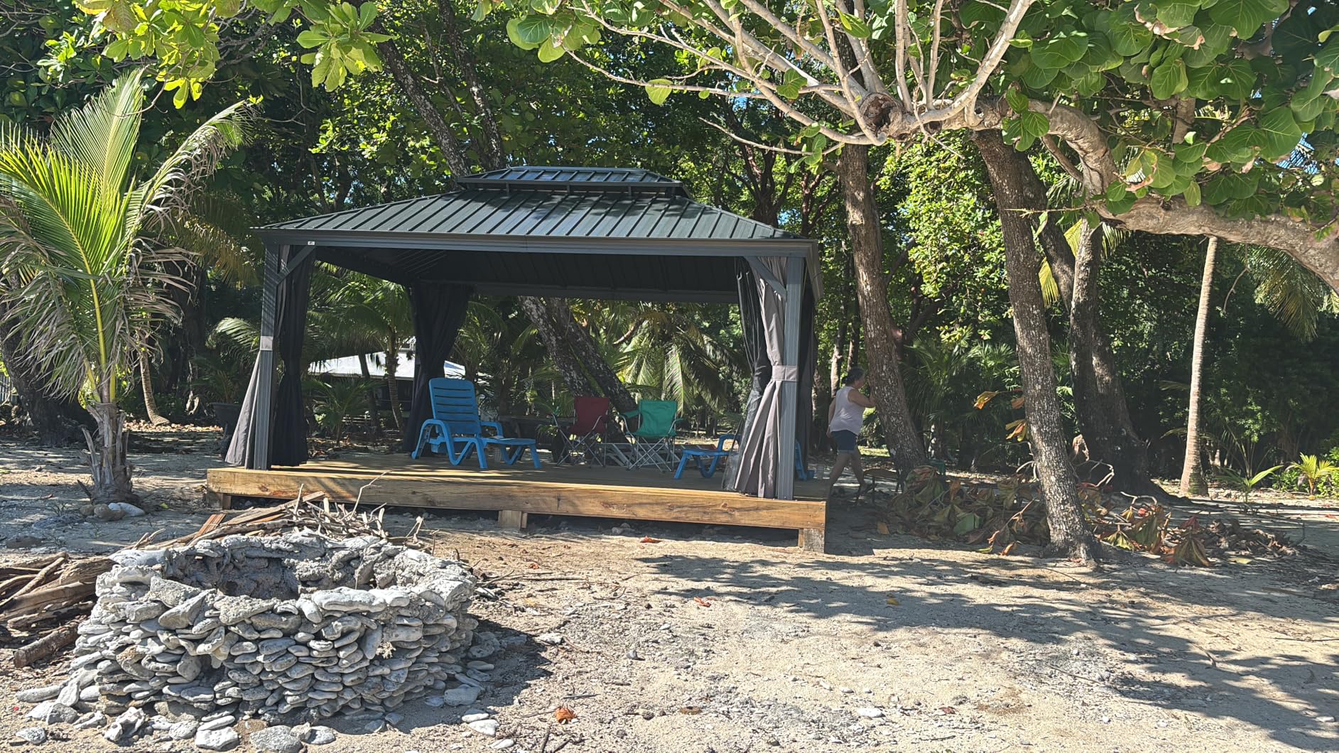 PURPLE LEAF 10' X 12' Permanent Hardtop Gazebo Aluminum Gazebo with Galvanized Steel Double Roof for Patio Lawn and Garden, Curtains and Netting Included, Grey customer photo 1
