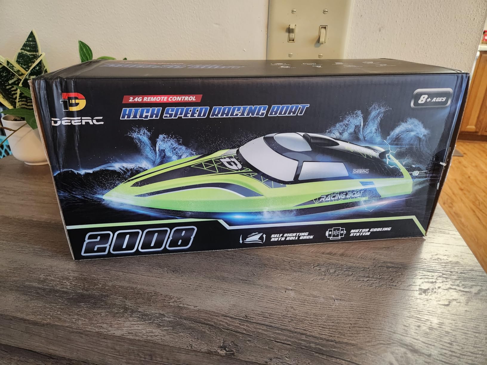 DEERC RC Boat with LED Light, 30+ Mins Runtime, Self Righting Remote Control Boat for Pools & Lakes, 20+ MPH, 2.4GHz Racing Boats, 2 Batteries customer photo 1