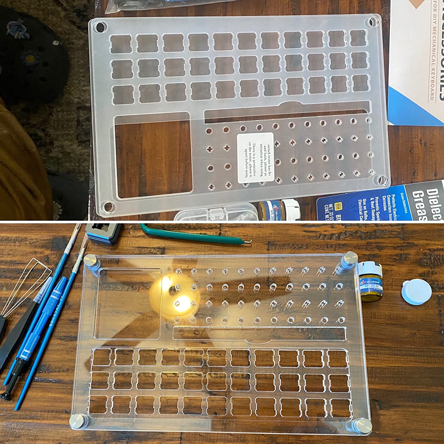 Gliging Switch Tester Switch Opener Acrylic Lube Station DIY Double-Deck Removal Platform Keycaps Puller for Custom Gateron Cherry Mechanical Keyboard Switch Films(Lubrication Kit B) customer photo 1