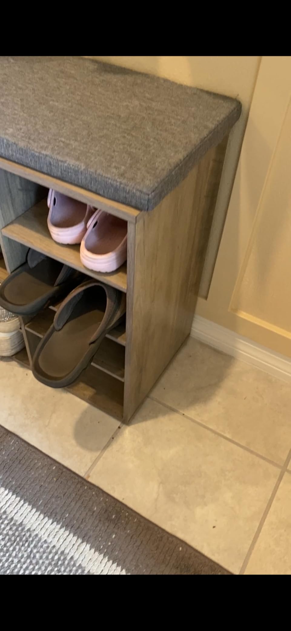 DINZI LVJ Shoe Storage Bench with Cushion, Cubby Shoe Rack with 12 Cubbies, Adjustable Shelves, Multifunctional Shoe Organizer Bench for Entryway, Mudroom, Hallway, Closet and Garage, White customer photo 2