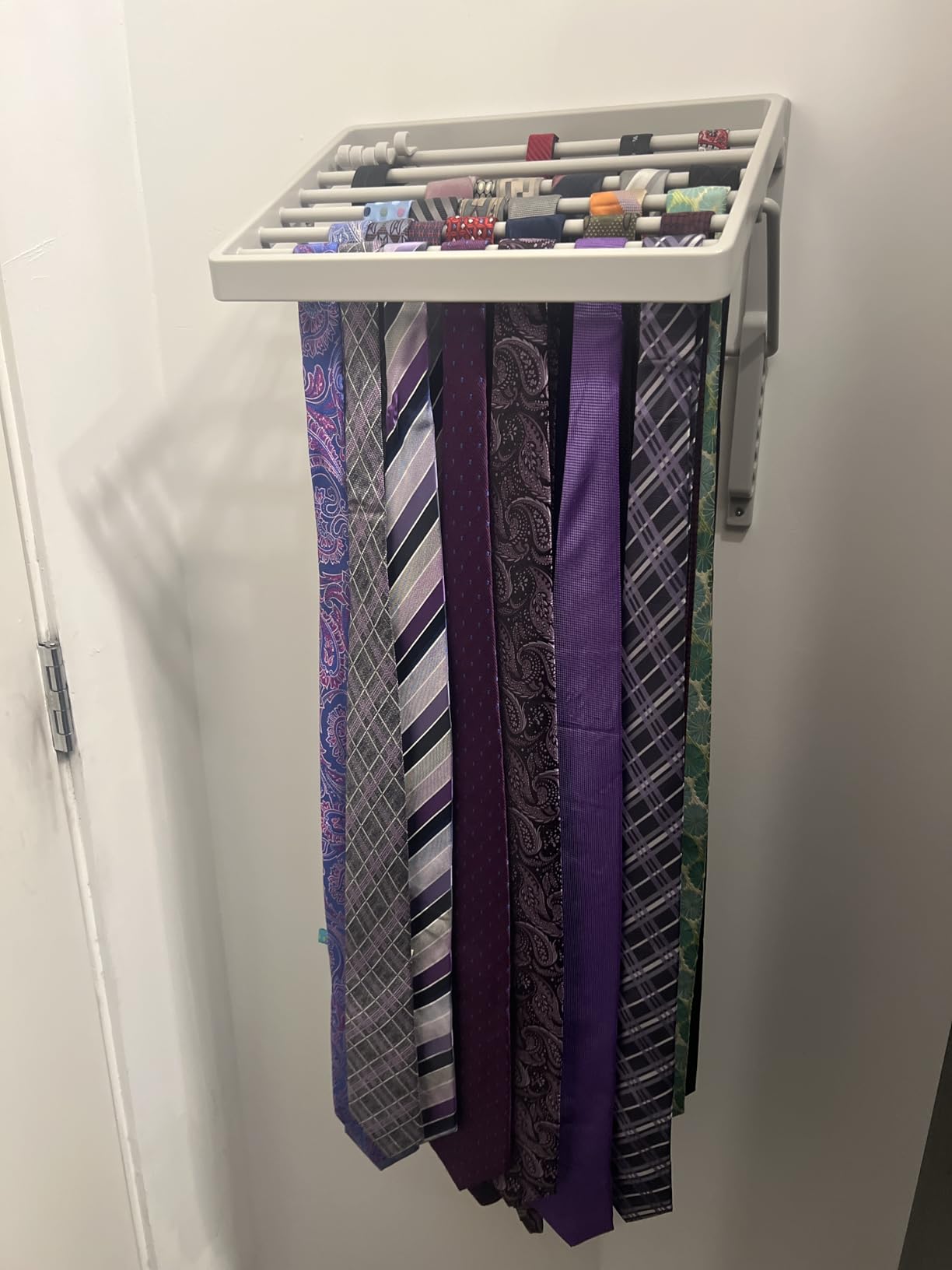 TieMaster Tie Rack and Scarf Organizer, Battery-Free Design, Holds 60 Ties and Scarves with 5 Belt Hooks, Easy Installation, Wall Mounted Tie Organizer, Luxury Gift for Men & Women customer photo 2