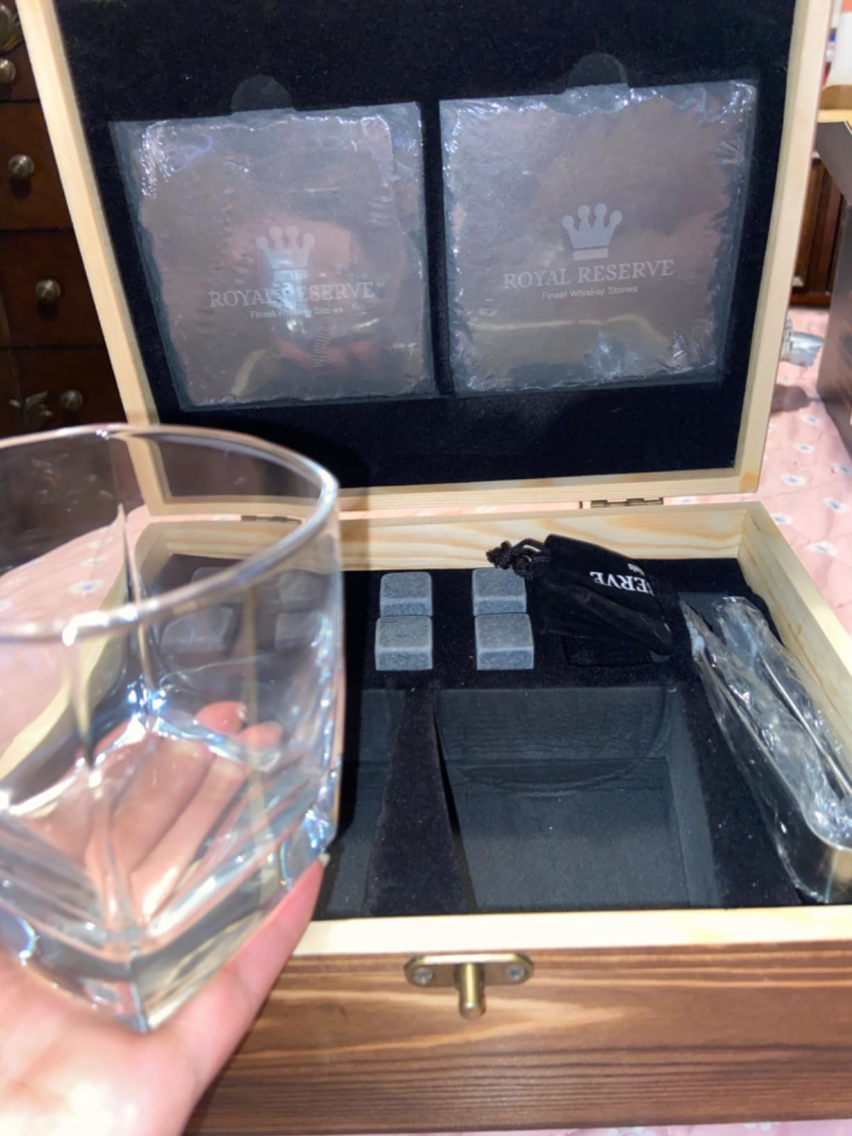 Whiskey Decanter Set by Royal Reserve - Whiskey Gifts Set - Twisted Bourbon Decanter 24 oz with Glasses, Whiskey Stones, Coasters, Tongs - Birthday Gift for Men, Husband, Him, Dad, Boyfriend customer photo 1