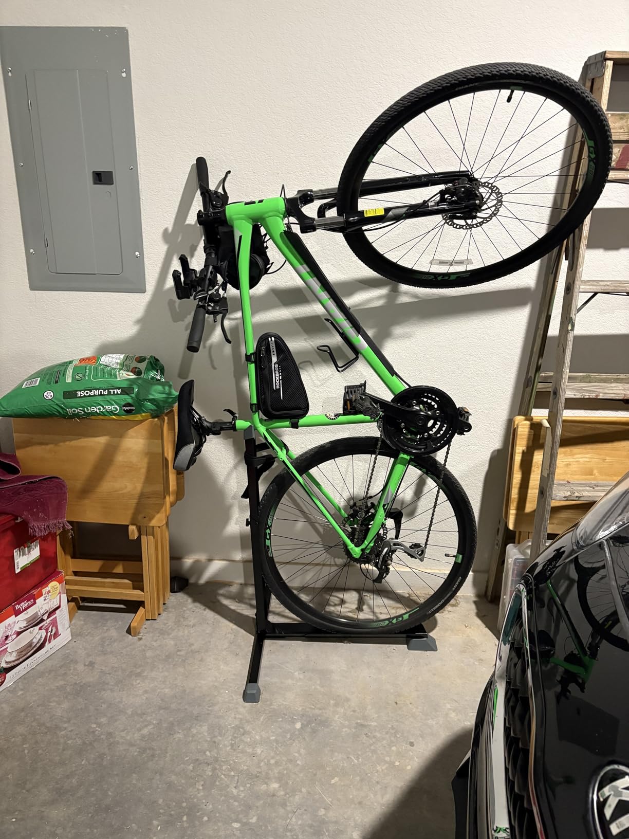Bike Nook Bike Stand & Vertical Storage Rack The Original Vertical Bicycle Floor Stand for Garage Storage and Indoor and Outdoor use, Perfect Bike Accessories for Small Spaces with No Drilling customer photo 1