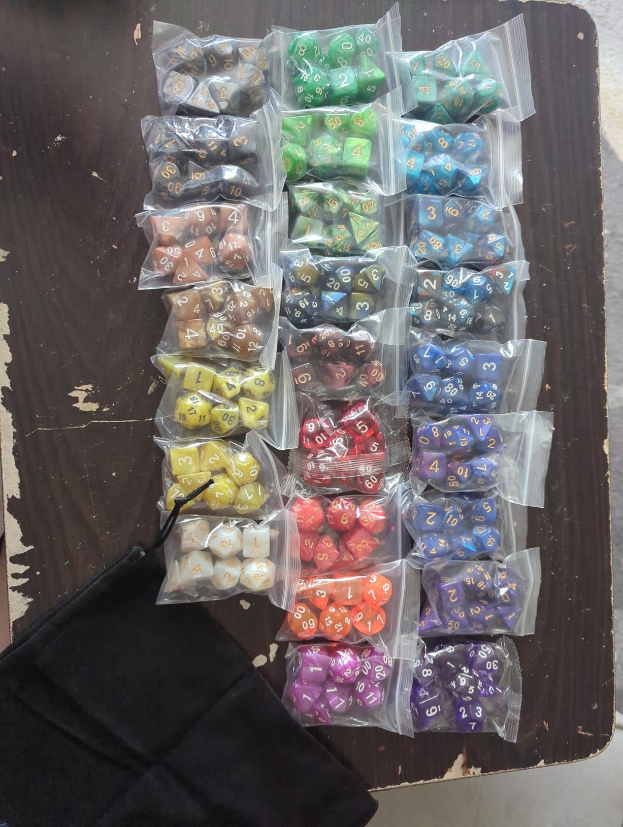 DND Double-Colors Polyhedron Dice Set for Dungeons and Dragons D&D RPG MTG Table Games D4 D6 D8 D10 D% D12 D20 25 Colors Dice with 1 Large Flannel Bag customer photo 1