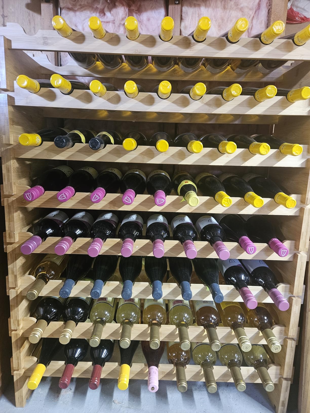 NutriChef 36 Bottle Wine Rack Stackable Bamboo Freestanding, 4-Tier Modular Shelf, Sturdy Wobble Free, Upgraded 2026 Design, Easy No-Tool Assembly for Kitchen, Cellar or Bar Storage 33.5