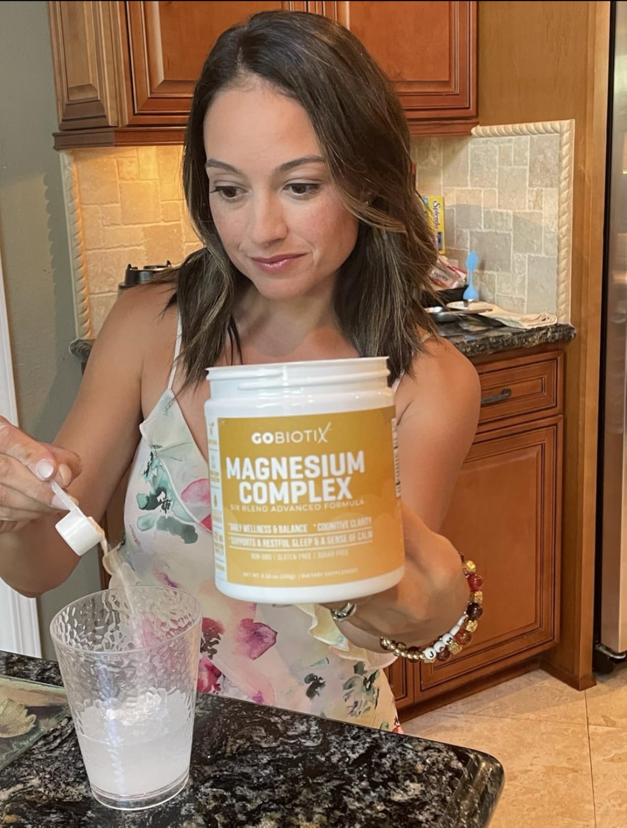 GoBiotix Magnesium Glycinate Powder - Cortisol Supplements for Women and Men - High Absorption Magnesium Complex Calm Supplement with Citrate, Malate - Sugar Free - 420 mg, 60 Servings - Peach Tea customer photo 1
