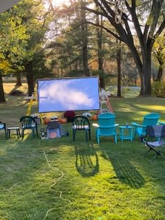 AAJK Outdoor Projector Screen 150 inch, Washable Projector Screen 16:9 Foldable Anti-Crease Portable Projector Movies Screen for Home Theater Outdoor Indoor Support Double Sided Projection customer photo 1