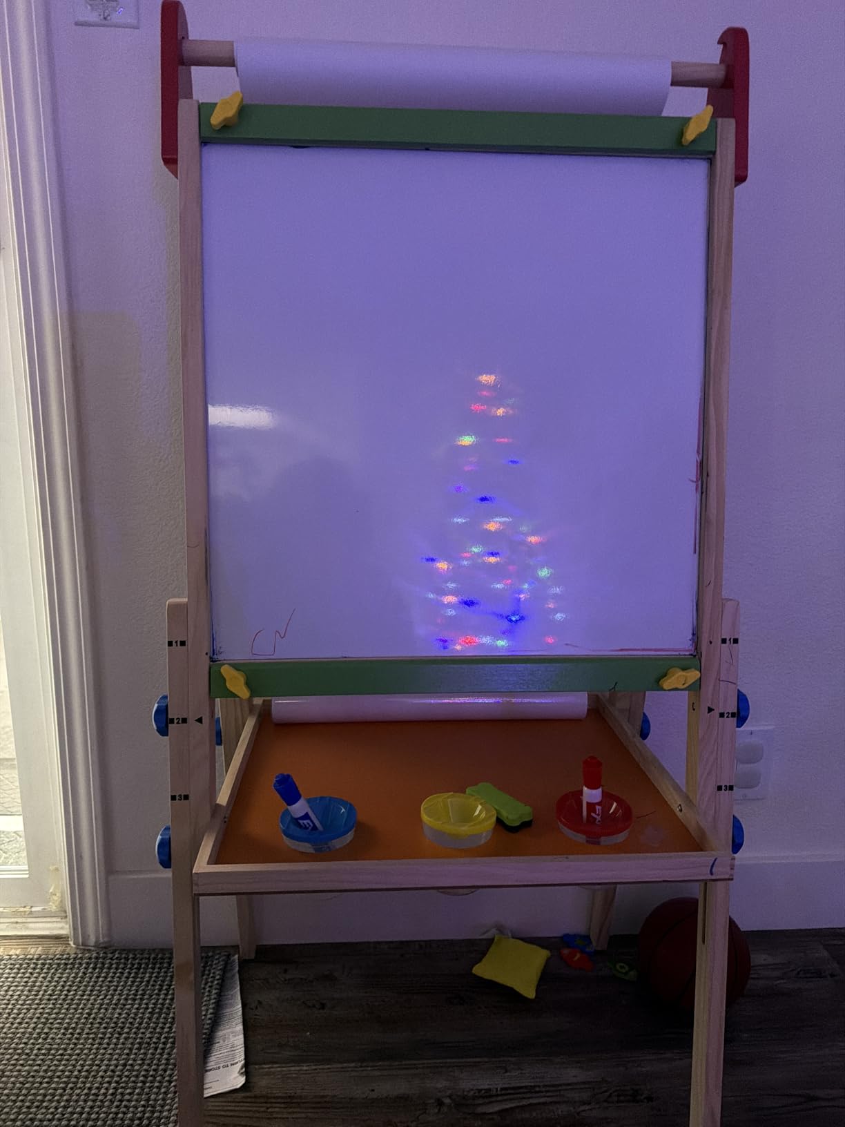 Tiny Land Easel for Kids with 2 Drawing Paper Roll, Adjustable Kids Art Easel, Learning-Toy for 3,4,5,6,7,8 Years Old Boy & Girls, Wooden Chalkboard & Magnetic Whiteboard & Painting Paper Stand customer photo 1